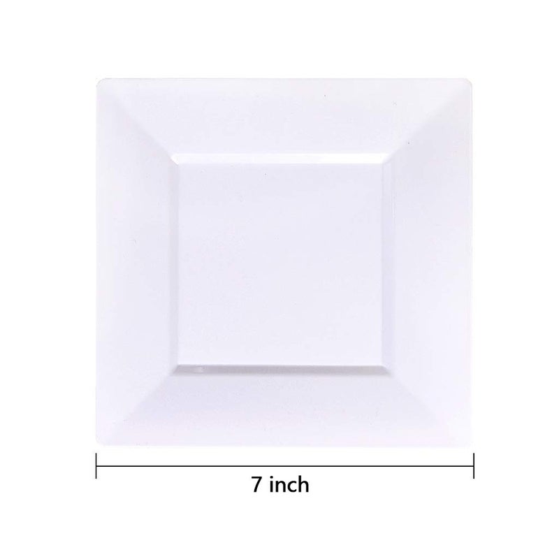 bUCLA 60Pieces White Plastic Plates â€“ 7inch White Square Plates- Premium Disposable for Party & Wedding - Image 3